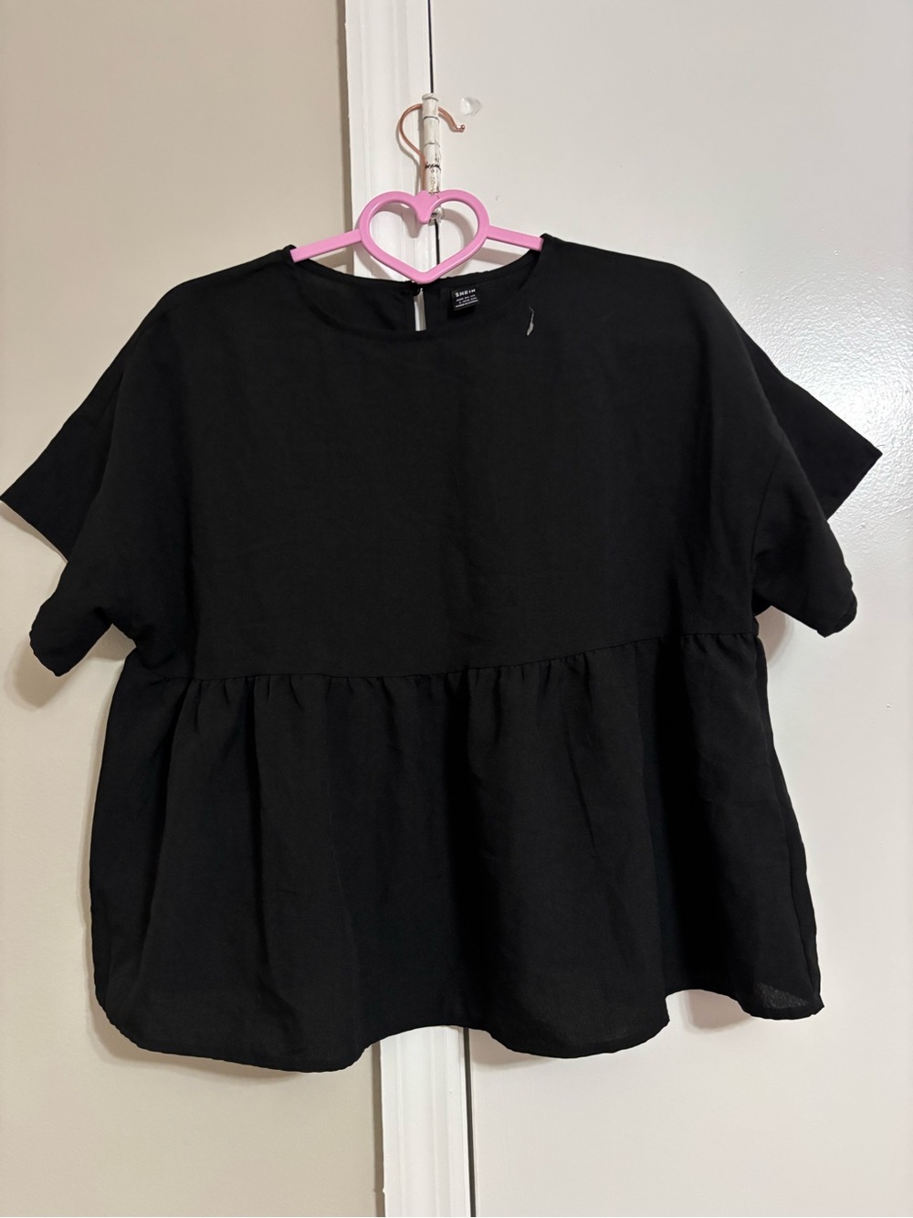 SHEIN Black Short Sleeve Peplum Tunic